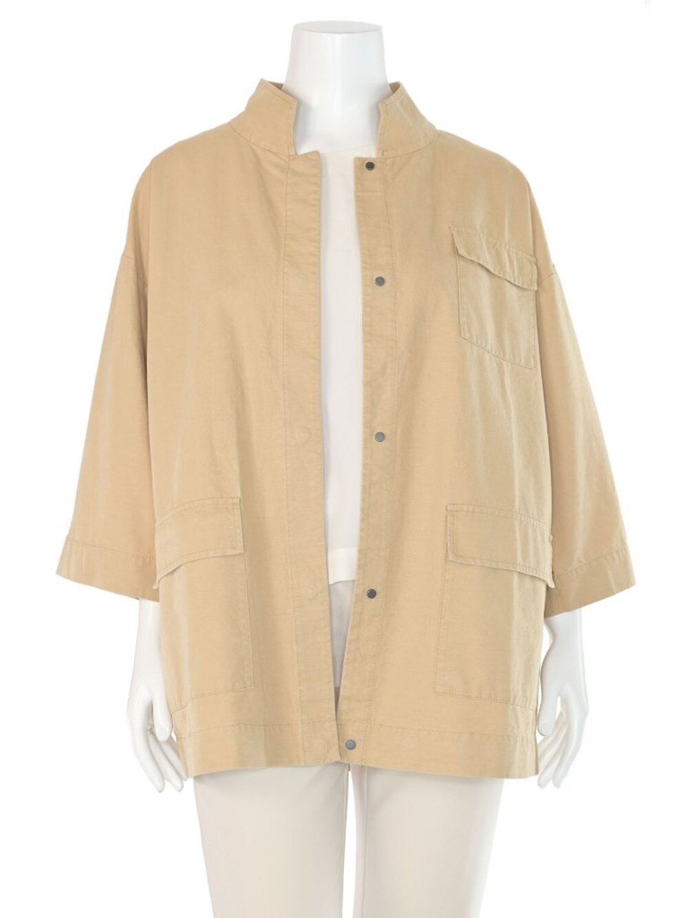 NWT Eileen Fisher $248 Wheat Sueded Cotton Hemp Canvas Jacket Women's sz L
